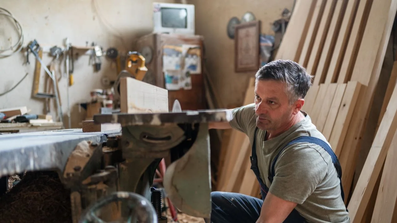 Man working in his own carpentry workshop