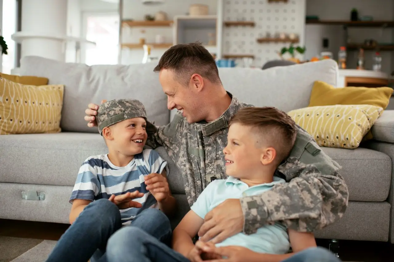 MIlitary veteran father with children